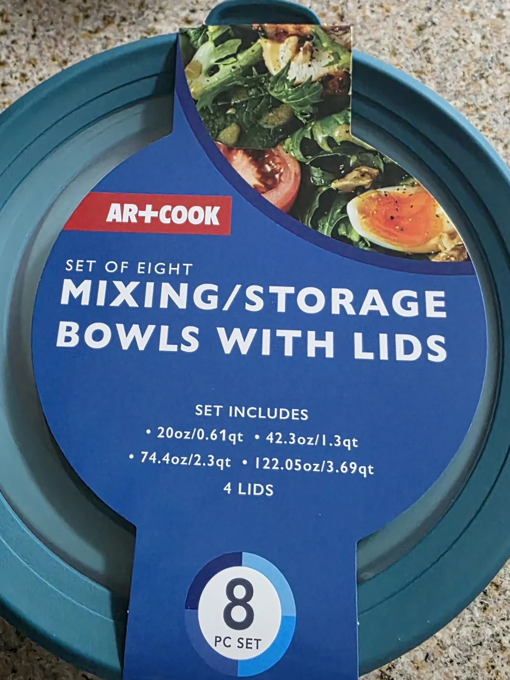 Art & Cook 8-Piece Round Nesting Bowl Set with Lids